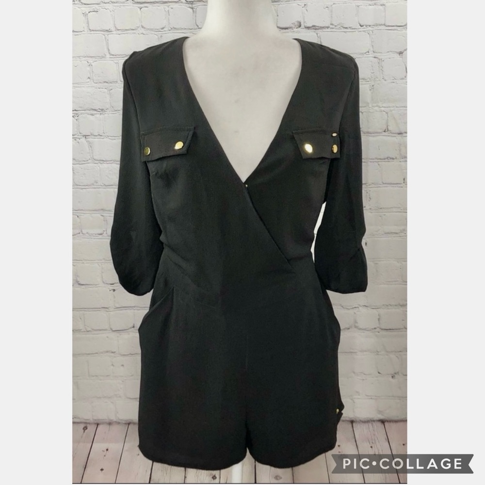 Bebe Black Short Sleeve Romper